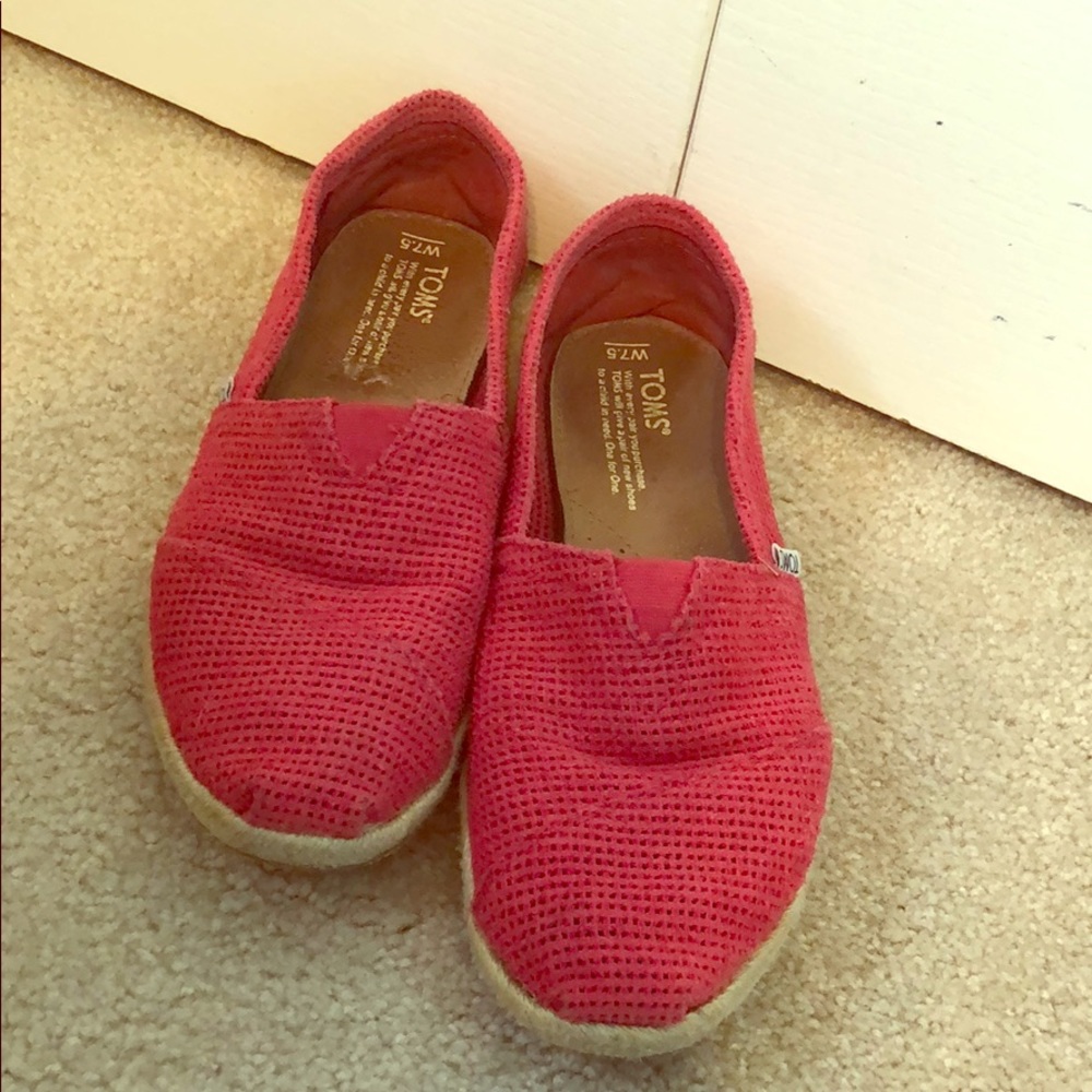 Toms red perforated espadrilles, size 7.5